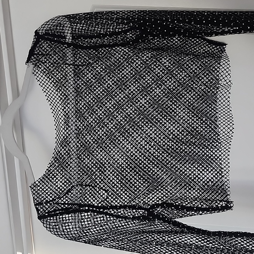 Sequence mesh long sleeve crop top
